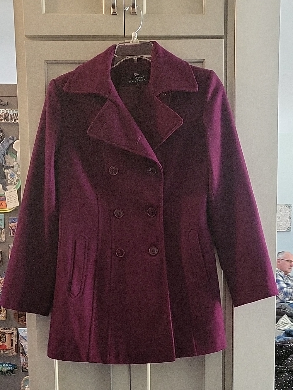 Collection by Gallery Double-Breasted Plum Peacoat